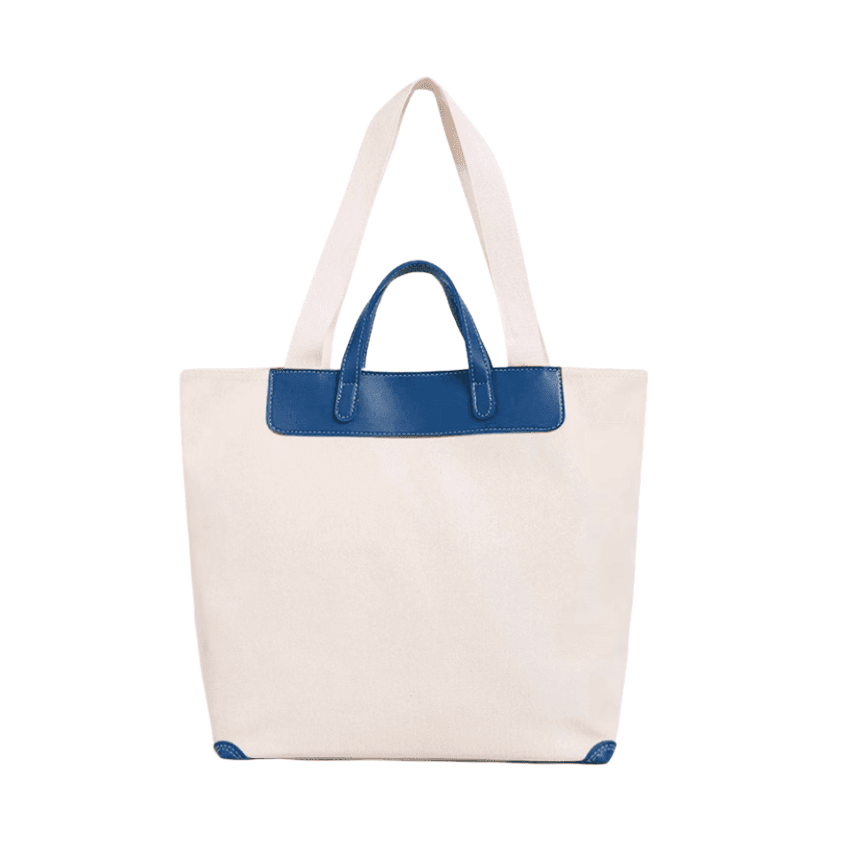 Elegant Canvas Tote with PU Leather Accent