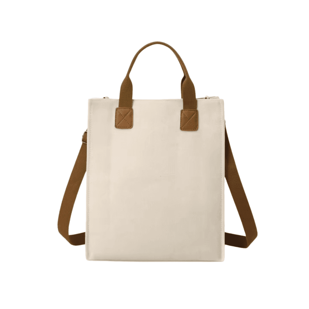 Structured Canvas Tote with Shoulder Strap