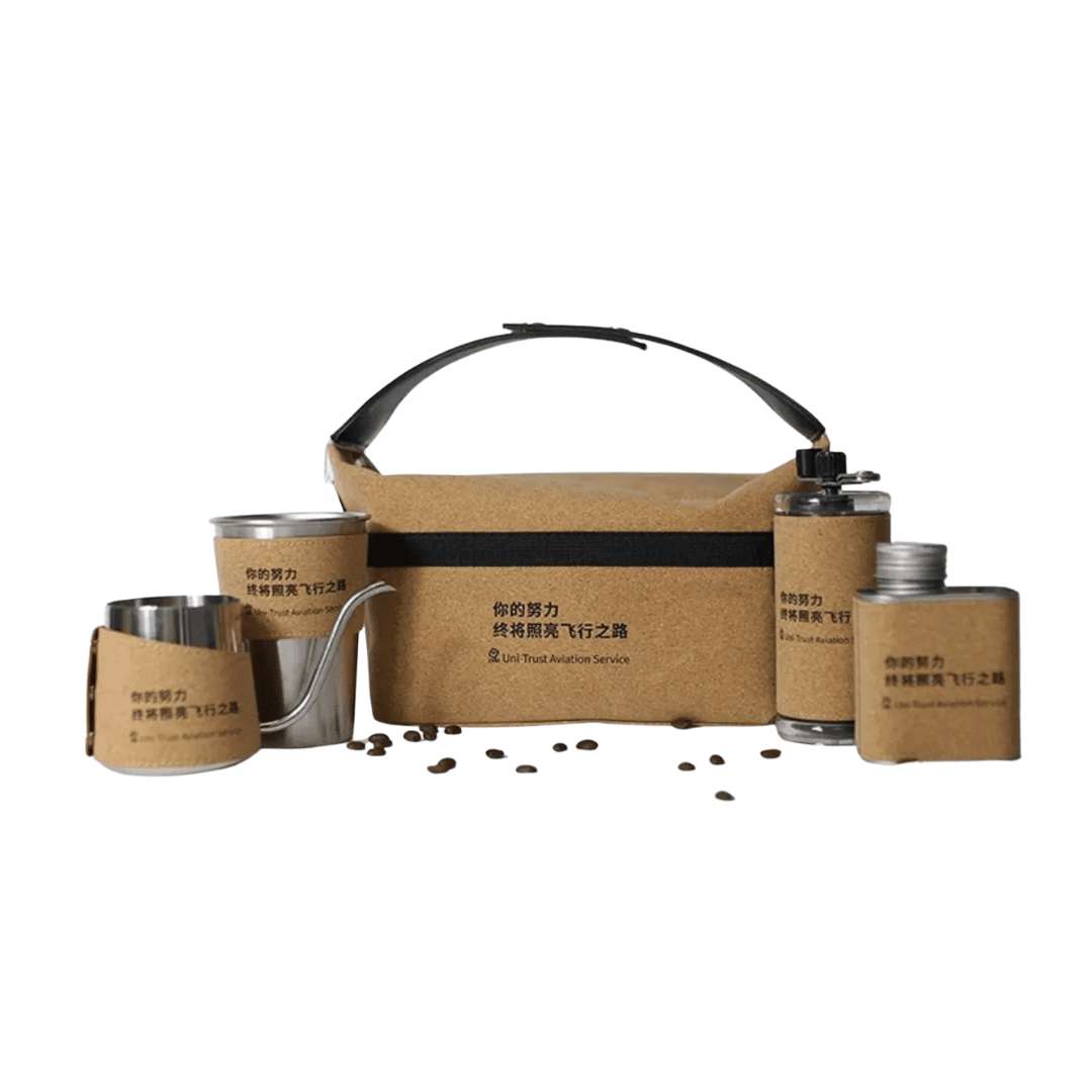 Customisable Rustic Coffee Gift Set with Stainless Steel Mugs & Flasks