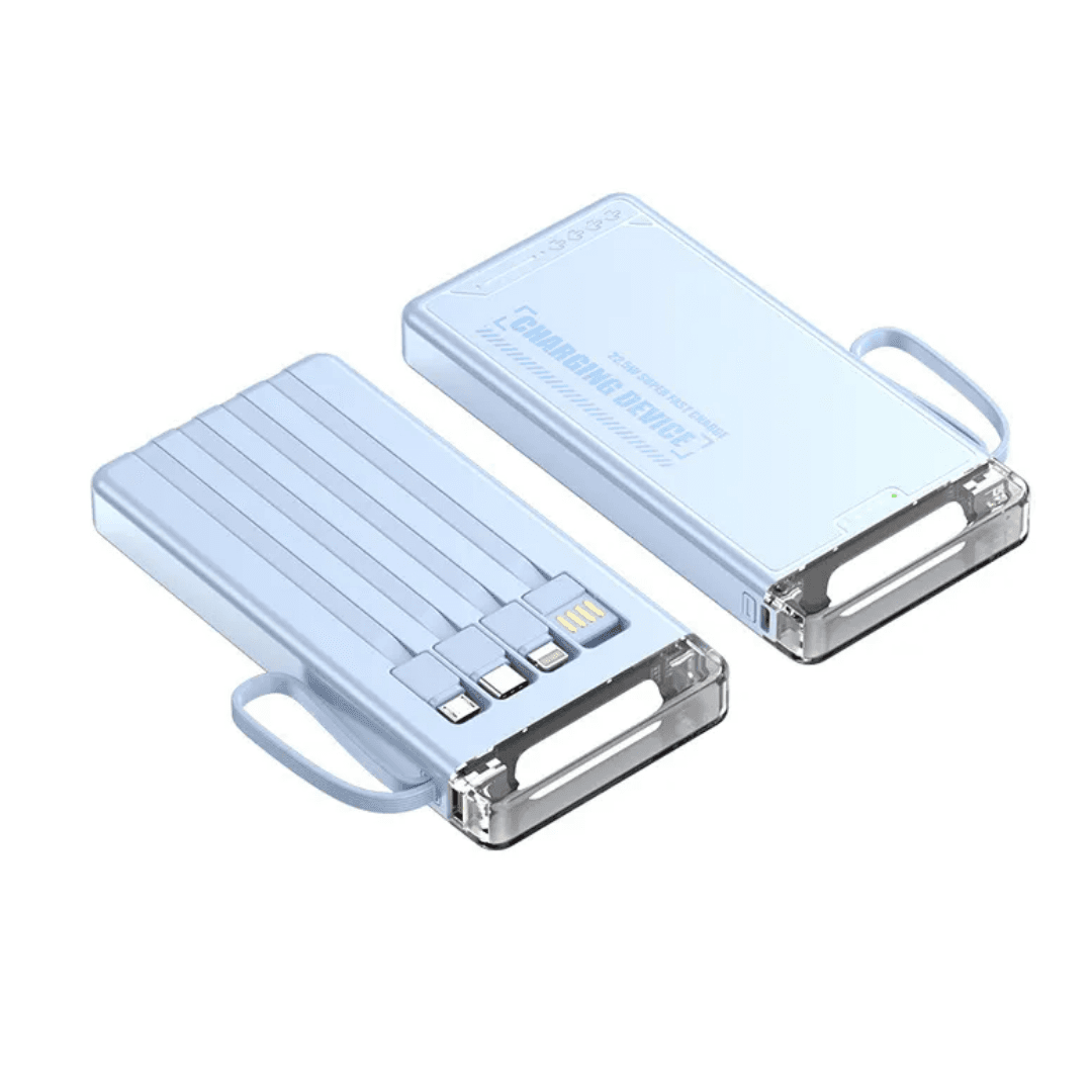 CrystalEdge LED Fast Charging Power Bank (Built-in Cables | 10,000–30,000mAh)