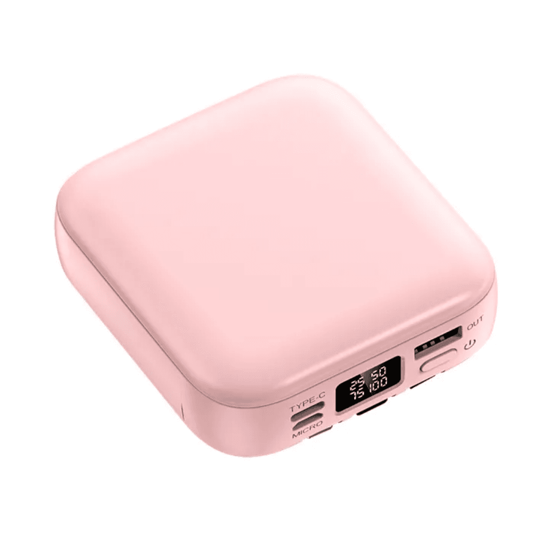 Square Compact Power Bank with LED Display (Dual USB Output)