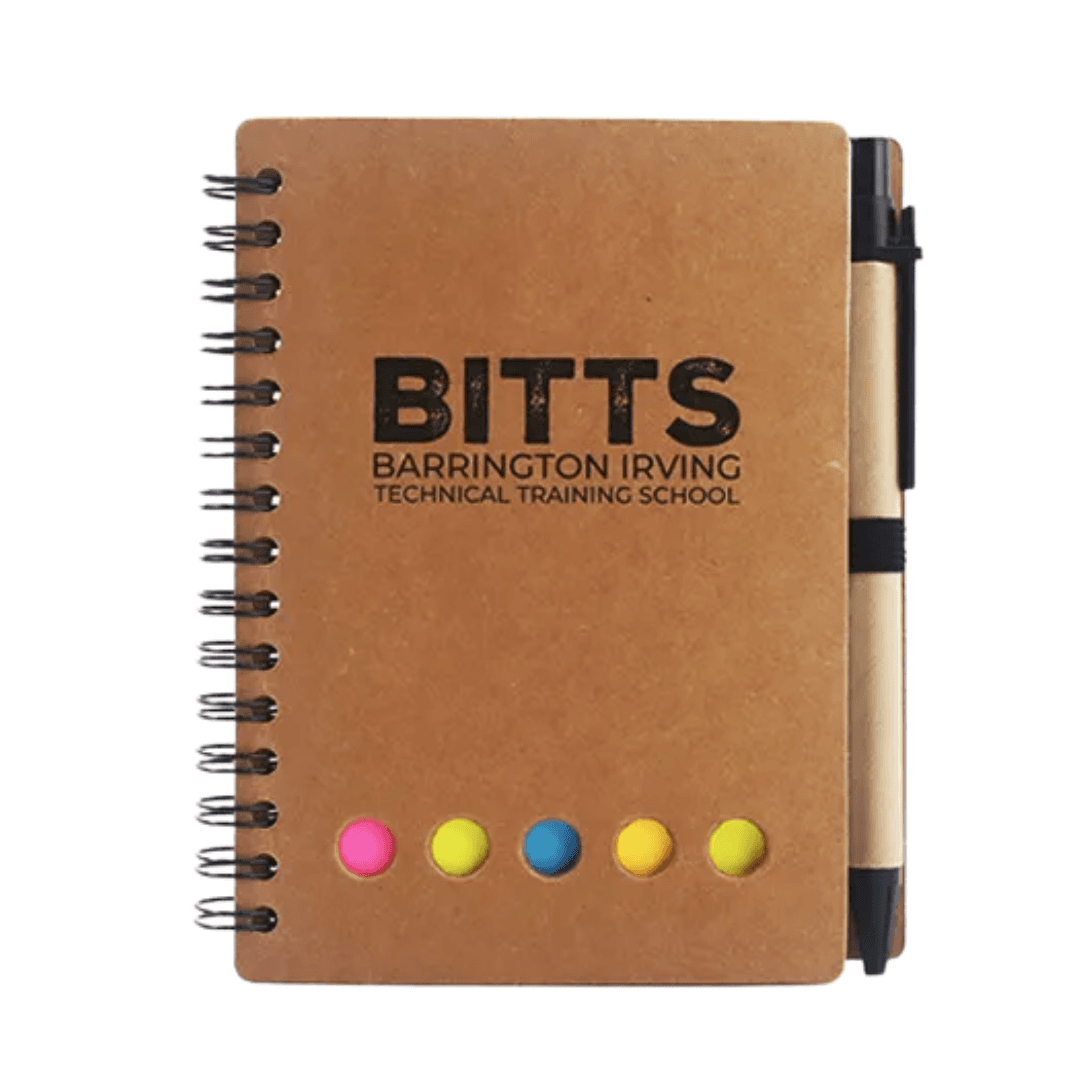 Mini Spiral Eco Notebook with Sticky Notes & Pen