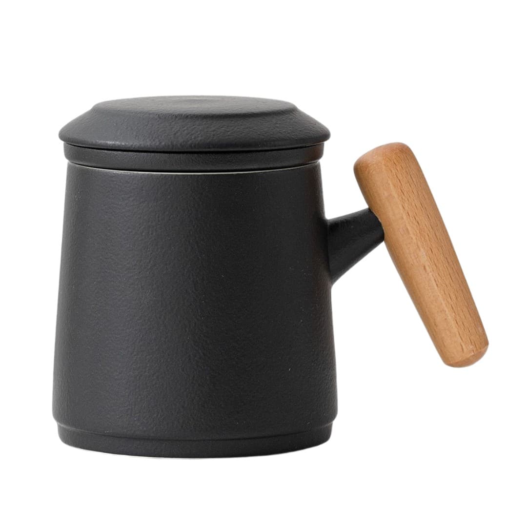 Nordic Timber‑Grip Tall Mug – 375 ml (Lid + Gift Box)