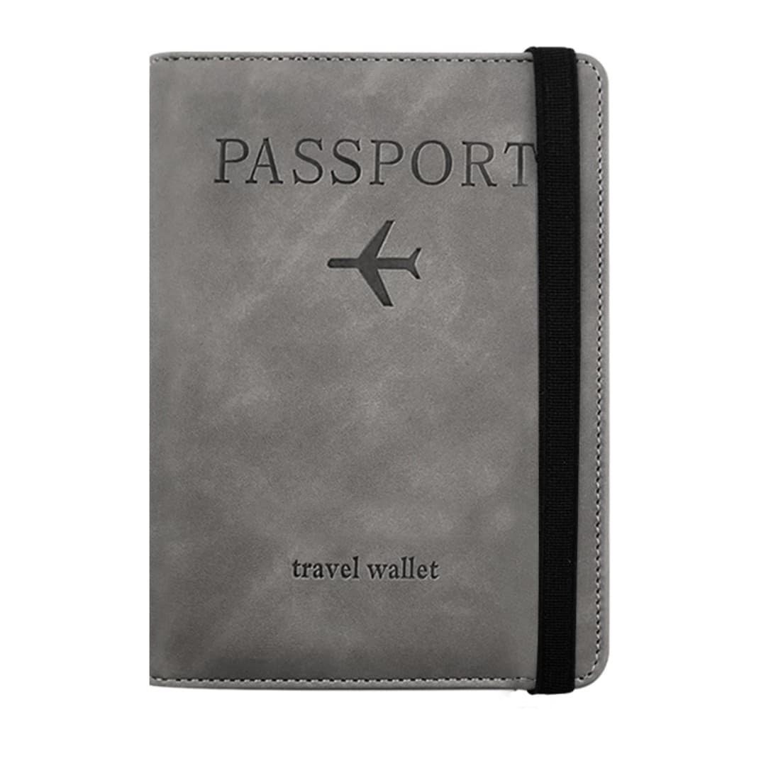 RFID Passport Wallet – PU Travel Organizer with Elastic Band