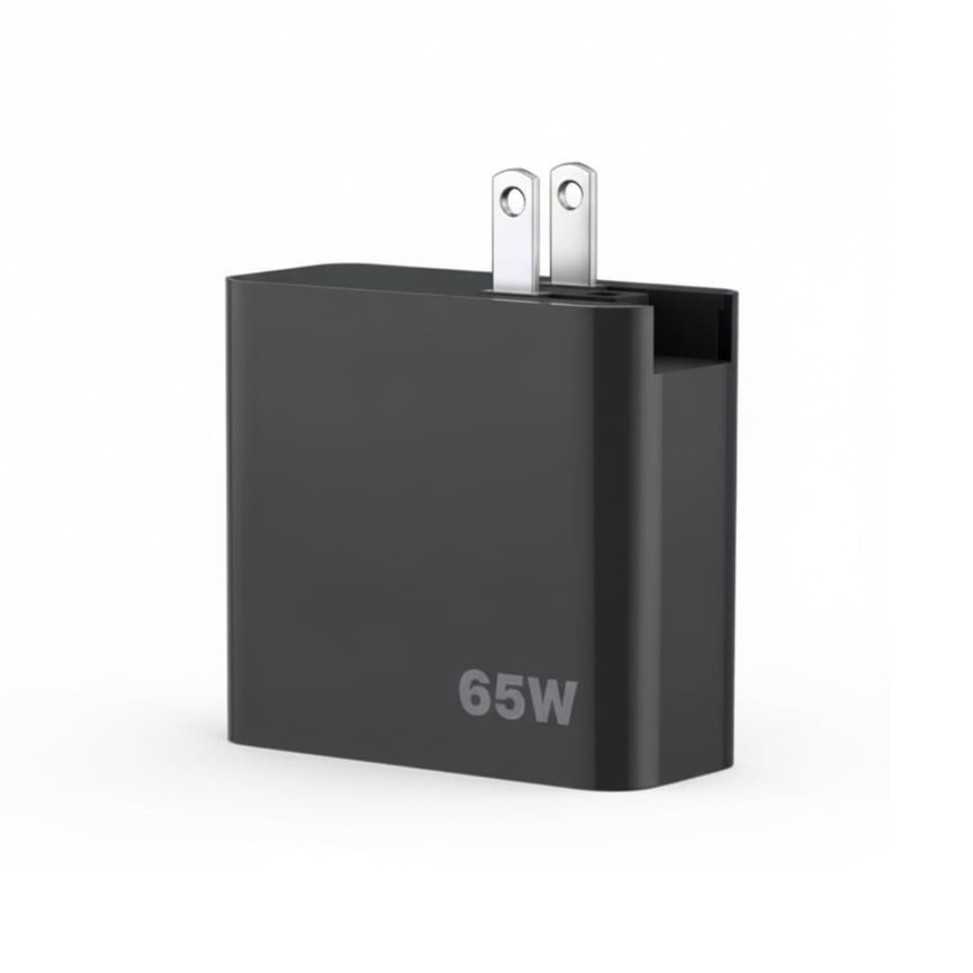 65W PD Fast Charger with Foldable Plug (USB-C + USB-A)
